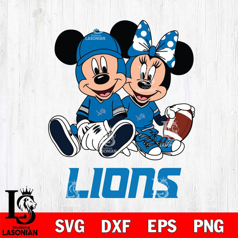 Detroit Lions Disney Mickey And Minnie Football Svg Eps Dxf Png File, NFL svg , Digital Download , Instant Download, Cricut File
