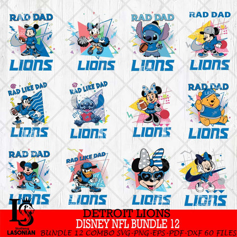 Detroit Lions Disney Rad Dad NFL Bundle 12 SVG DXF EPS PNG FILE, Father day File Cut,Digital Download,Instant Download,Disney Svg Files