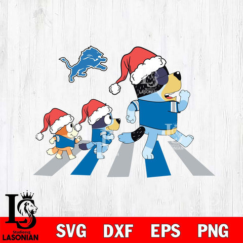 Detroit Lions Family Bluey Walking Christmas Svg Eps Dxf Png File, Digital Download, Instant Download