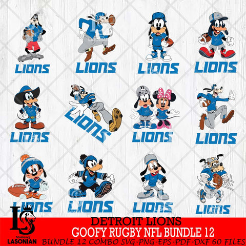 Detroit Lions Goofy Rugby NFL Bundle 12 SVG DXF EPS PNG FILE,NFL bundle svg ,Football Digital Download,Instant Download, Silhouette