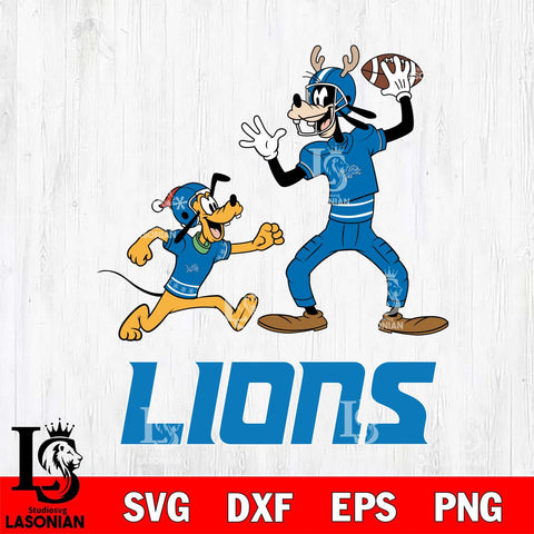 Detroit Lions Goofy & Pluto Football Cricut,Christmas SVG DXF EPS PNG FILE, Digital Download,Instant Download, Silhouette