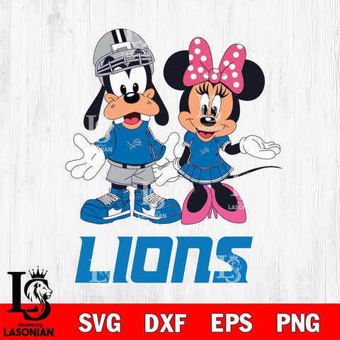 Detroit Lions Goofy and Minnie mouse Football SVG DXF EPS PNG FILE,NFL Cricut ,Football Digital Download,Instant Download, Silhouette