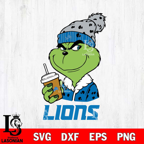 Detroit Lions Grinch Christmas hat Svg Eps Dxf Png File, Digital Download, Instant Download