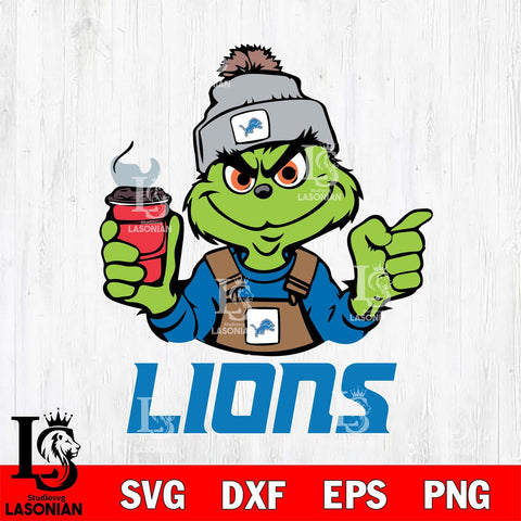 Detroit Lions Grinch with coffee Svg Eps Dxf Png File, Digital Download, Instant Download