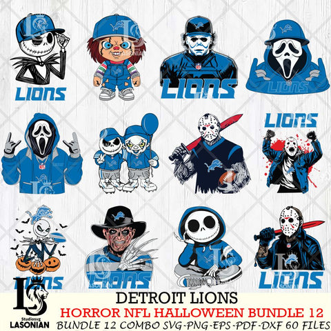 Detroit Lions Halloween Bundle 12 SVG Svg Eps Dxf Png File, Bundle NFL svg, Digital Download, Instant Download
