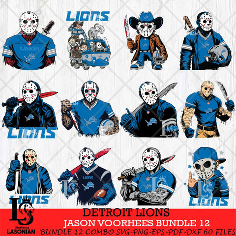 Detroit Lions Jason Voorhees Horror Bundle 12 SVG Svg Eps Dxf Png File,Bundle NFL svg, Digital Download, Instant Download