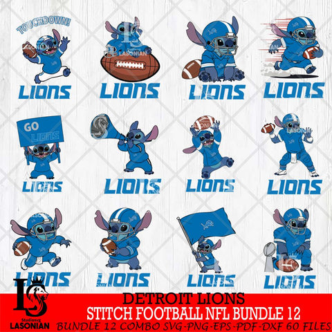 Detroit Lions Lilo and stitch Football NFL Bundle 12 SVG DXF EPS PNG FILE, NFL File Cut, Digital Download,Instant Download, Silhouette, Cricut