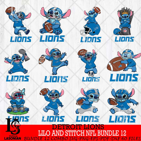 Detroit Lions Lilo and stitch Sport NFL Bundle 12 SVG DXF EPS PNG FILE,Bundle Stitch File Cut,NFL Digital Download,Instant Download, Silhouette