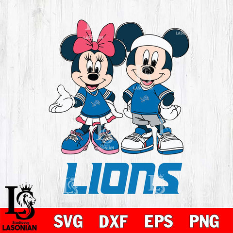 Detroit Lions Mickey And Minnie Football Svg Eps Dxf Png File, NFL svg , Digital Download , Instant Download, Cricut File