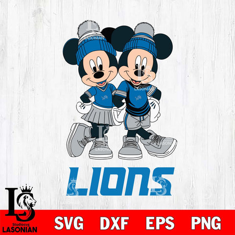 Detroit Lions Mickey And Minnie Mouse Football Svg Eps Dxf Png File, Bundle NFl svg , File Cut , Digital Download , Instant Download, Laser Cut Svg Files