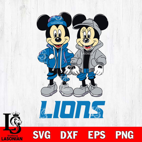 Detroit Lions Mickey Minnie Mouse Football Svg Eps Dxf Png File, Bundle NFl svg , File Cut , Digital Download , Instant Download, Laser Cut Svg Files