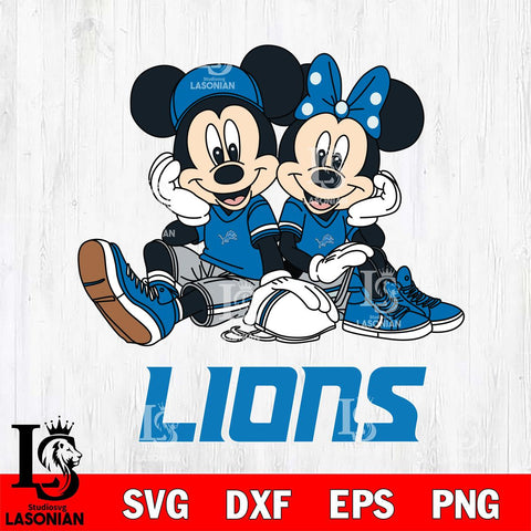Detroit Lions Mickey Minnie Mouse Football Sit Svg Eps Dxf Png File, Bundle NFl svg , File Cut , Digital Download , Instant Download, Laser Cut Svg Files