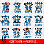 Detroit Lions Mickey Minnie Mouse NFL Bundle 12 Svg Eps Dxf Png File, Bundle NFl svg , File Cut , Digital Download , Instant Download, Laser Cut Svg Files