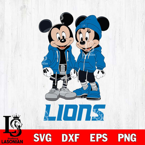 Detroit Lions Mickey Minnie Mouse Rugby Svg Eps Dxf Png File, Bundle NFl svg , File Cut , Digital Download , Instant Download, Laser Cut Svg Files
