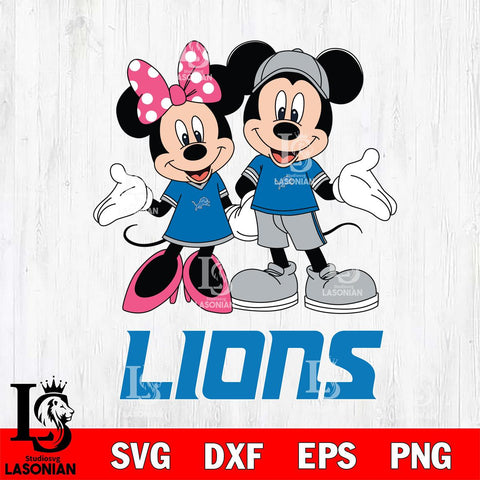 Detroit Lions Mickey Minnie Mouse Sport Svg Eps Dxf Png File, Bundle NFl svg , File Cut , Digital Download , Instant Download, Laser Cut Svg Files