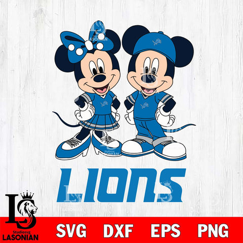 Detroit Lions Mickey Minnie Mouse rugby ball Svg Eps Dxf Png File, Bundle NFl svg , File Cut , Digital Download , Instant Download, Laser Cut Svg Files