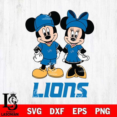 Detroit Lions Mickey Minnie Rugby Svg Eps Dxf Png File, Bundle NFl svg , File Cut , Digital Download , Instant Download, Laser Cut Svg Files