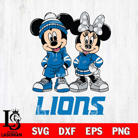 Detroit Lions Mickey Minnie Rugby Hoodie Svg Eps Dxf Png File, Bundle NFl svg , File Cut , Digital Download , Instant Download, Laser Cut Svg Files