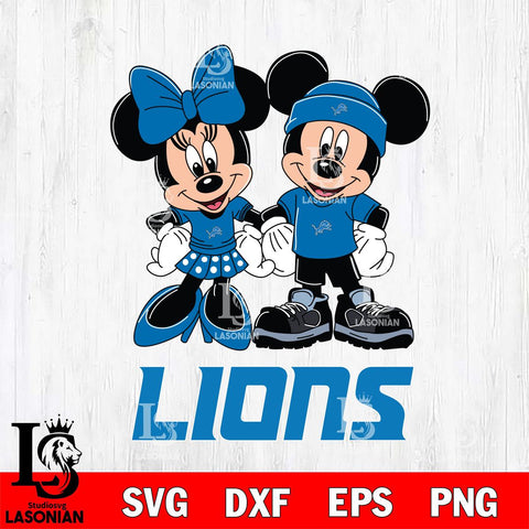 Detroit Lions Mickey Minnie Rugby ball Svg Eps Dxf Png File, Bundle NFl svg , File Cut , Digital Download , Instant Download, Laser Cut Svg Files