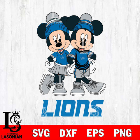 Detroit Lions Mickey Minnie Valentine Football Svg Eps Dxf Png File, NFL svg , Digital Download , Instant Download, Cricut File