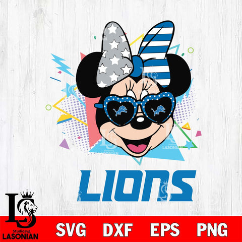 Detroit Lions Minnie Mouse Love Sport SVG DXF EPS PNG FILE, Disney Father day File Cut,Digital Download,Instant Download,Disney Svg Files