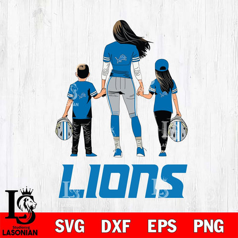 Detroit Lions Mother and son Rugby SVG DXF EPS PNG FILE,NFL SVG, Father day Digital Download,Instant Download, Silhouette