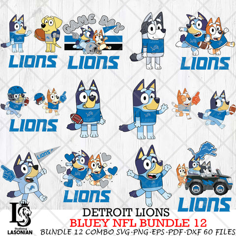 Detroit Lions NFL Bundle 12 Svg Eps Dxf Png File, Digital Download, Instant Download