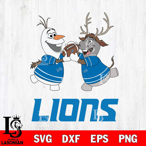 Detroit Lions Olaf & Sven Football Cricut,Christmas SVG DXF EPS PNG FILE, Digital Download,Instant Download, Silhouette
