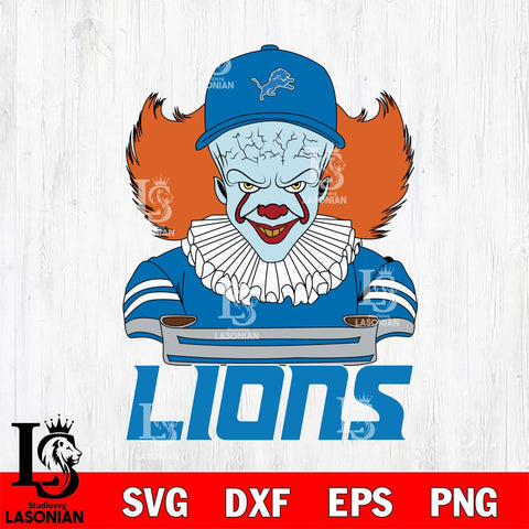 Detroit Lions Pennywise Horror Sport 2 Svg Eps Dxf Png File, NFL svg, Digital Download, Instant Download