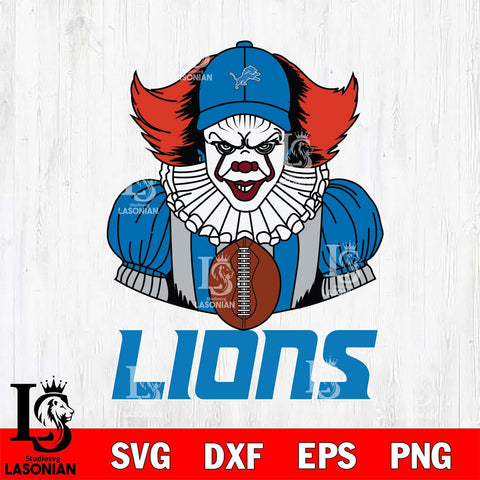 Detroit Lions Pennywise Horror Sport 9 Svg Eps Dxf Png File, NFL svg, Digital Download, Instant Download