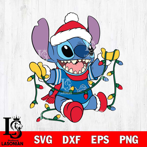 Detroit Lions Stitch Christmas Lights Svg Eps Dxf Png File, Digital Download, Instant Download