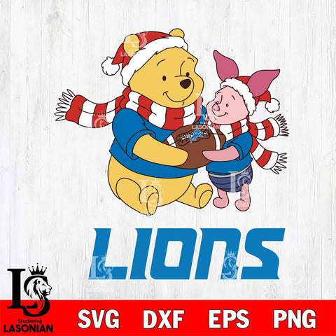 Detroit Lions Winnie the Pooh & Piglet Football Cricut,Christmas SVG DXF EPS PNG FILE, Digital Download,Instant Download, Silhouette