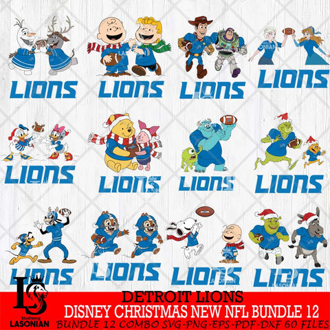 Detroit Lions  Disney Christmas New NFL Bundle 12 Cricut,Christmas SVG DXF EPS PNG FILE, NFL Digital Download,Instant Download, Silhouette