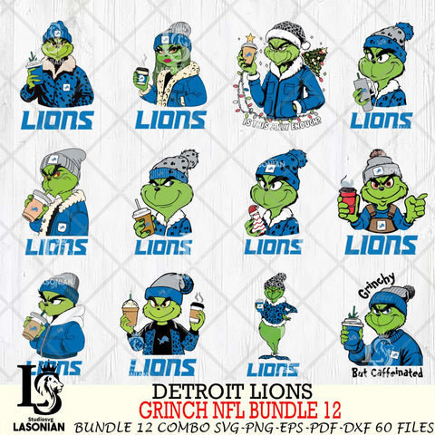 Detroit Lions  Grinch NFL Bundle 12 SVG Eps Dxf Png File, Digital Download, Instant Download