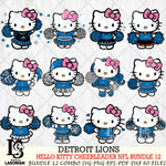 Detroit Lions  Hello Kitty Cheerleader NFL Bundle 12 SVG Eps Dxf Png File, Digital Download, Instant Download