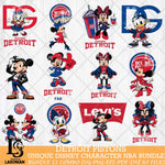 Detroit Pistons Disney character NBA Bundle 12 Svg Eps Dxf Png File, Digital Download, Instant Download