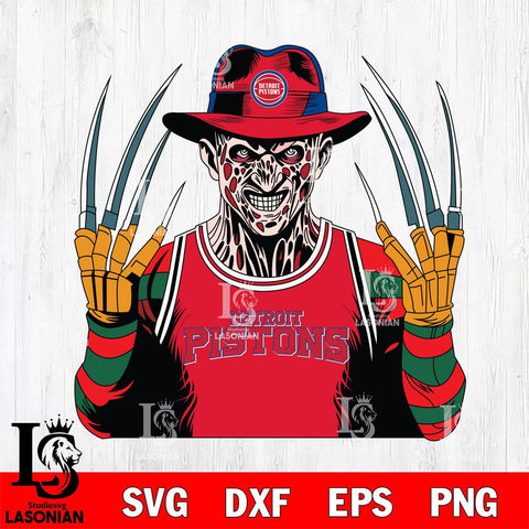 Detroit Pistons Freddy Krueger Horror basketball SVG DXF EPS PNG FILE, NBA File Cut,Halloween Digital Download,Instant Download, Silhouette