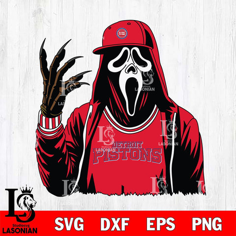 Detroit Pistons Ghostface Horror basketball SVG DXF EPS PNG FILE, NBA File Cut,Halloween Digital Download,Instant Download, Silhouette
