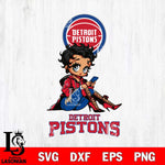 Detroit Pistons Style Black Fan Girl Betty Boop