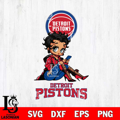 Detroit Pistons Style Black Fan Girl Betty Boop