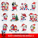 Detroit Pistons  Bluey Christmas NBA Bundle 12 Svg Eps Dxf Png File, Digital Download, Instant Download