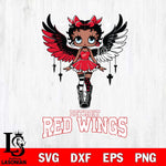 Detroit Red Wings Anglel Black Fan Girl Betty Boop, Svg Eps Dxf Png File, Digital Download