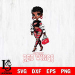 Detroit Red Wings Beautiful Black Fan Girl, Svg Eps Dxf Png File, Digital Download