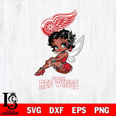 Detroit Red Wings Beauty Black Fairy Betty Boop, Svg Eps Dxf Png File, Digital Download