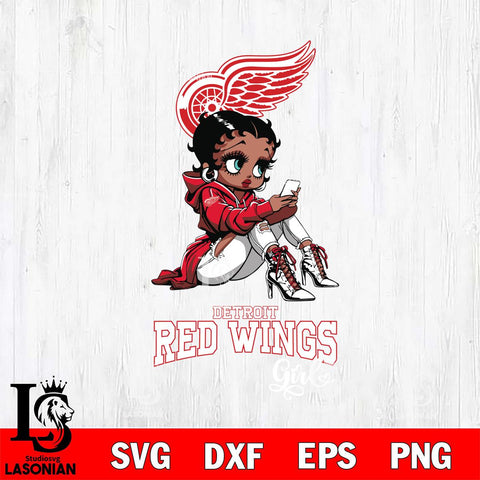 Detroit Red Wings Beauty Black Fan Girl Football, Svg Eps Dxf Png File, Digital Download