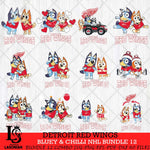 Detroit Red Wings Bluey & Bingo NHL Bundle 12 SVG Svg Eps Dxf Png File, Bundle NHL svg, Digital Download, Instant Download