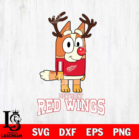 Detroit Red Wings Bluey Chilli Christmas Deer Svg Eps Dxf Png File, Digital Download