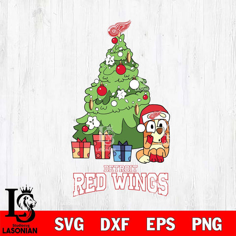 Detroit Red Wings Bluey Chilli Christmas Tree Svg Eps Dxf Png File, Digital Download