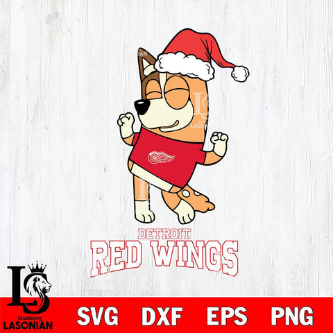 Detroit Red Wings Bluey Chilli Happy Christmas Svg Eps Dxf Png File, Digital Download