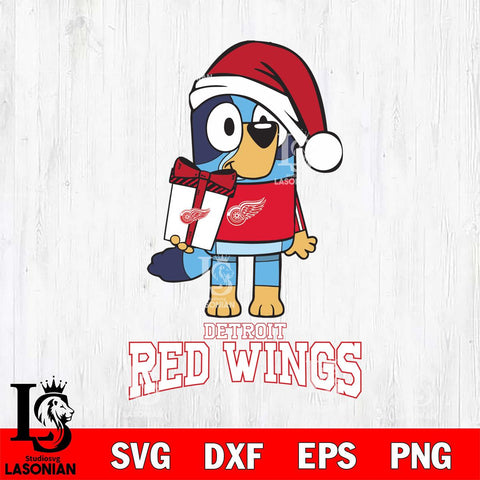 Detroit Red Wings Bluey Christmas Svg Eps Dxf Png File, Digital Download
